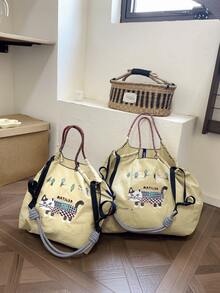 Nueva bolsa de tote para mujer, diseño de patrón de animales bordado japonés, bolso de hombro de gran capacidad, bolso de oficina para damas, bolsa de compras plegable y ligera, adecuada para compras, ocio, festivales, fiestas, deportes al aire libre, regalo sorpresa - Multicolor - Ver 2