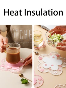 2 miếng lót cốc cà phê, màu hồng và trắng - Thích hợp cho cốc trà gia đình, họa tiết hoa hồng, chống trượt, cũng có thể dùng làm tấm lót bàn - Phù hợp để trang trí bàn đồ uống, phụ kiện dễ thương, đồ dùng học tập. - Nhiều màu - Xem 7