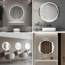 Espejo táctil inteligente led, espejo de baño circular, con modo táctil de un clic, tres controles libres de temperatura de color, 60cm * 60cm, tipo de pared, adecuado para duchas, dormitorios, guardarropa y otras escenas - Blanco - Ver 11