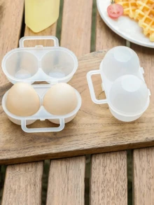 1pc Durable PP Polypropylene Double Layer Portable Egg Storage Box, Solid Color Shock-Proof Egg Container, Suitable For Outdoor Use