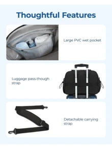 Gym Bag For Women, Duffle Bag For Travel With Wet Pocket, Lightweight Weekender Bags For Women, Water Resistant,Sporty Tote - 黑色 - 查看 7