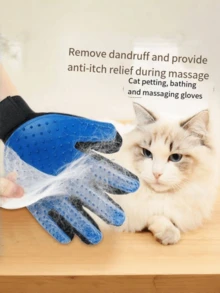 1 Pair Pet Grooming Gloves - Gentle Bristle Hair Removal For Dogs & Cats - With Massage Stimulating Rings - Easy To Use And Clean - Multicolor - View 4