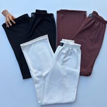 Women's High-Waisted Palazzo Pants In Comfortable And Stylish Fleece; Wide Leg Fleece Pants; Women's Fleece Set - Rust Brown - View 2