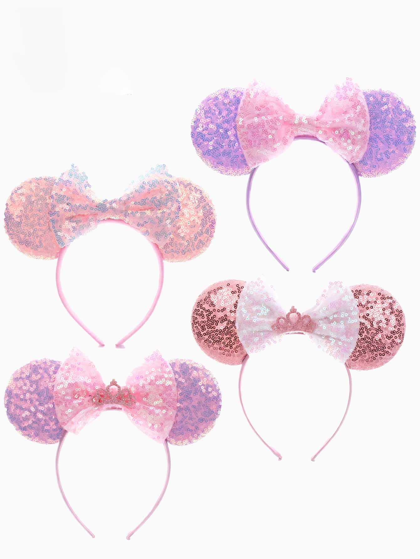 1个波点亮片蝴蝶结发箍，闪亮耳朵装饰发箍，游乐园配饰，节日派对头饰，发箍，发圈，闪亮蝴蝶结米奇耳朵发箍，可爱卡通米妮耳朵发箍，情人节服装