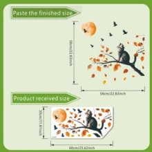 1pc Self-Adhesive Crescent Moon & Bird Decorative Sticker, Warm And Artistic Wall Decor For Living Room And Bedroom - Multicolor - View 5