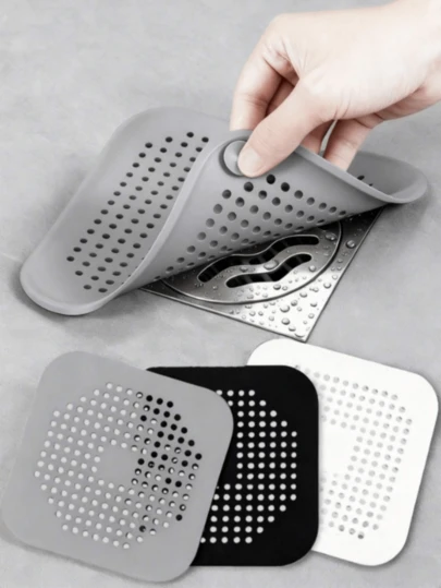 1/3/5pcs/Silicone Hair Filter And Drain Plug For Bathtub And Shower - Prevents Clogs And Odors/ Hair Catcher Drain Covers, Shower Drain Filter, Sink Strainer, Bathtub Drain Protector, Kitchen Sink Drain Stopper, Bathroom Floor Drain Trap, Home Accessories, Suction Cup Drain Mat, Kitchen & Bathroom Clog Preventing Hair Filter, Bathroom Accessories Bathroom Tools