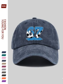 1顶复古足球67印花棒球帽，舒适透气的涤纶材质，尺寸可调节，卡车司机遮阳帽，男女皆宜的独特时尚配饰，适合户外徒步、旅行、高尔夫、海滩派对、钓鱼等场合，是生日、母亲节、父亲节、独立日的理想礼物。 - A - 查看 16