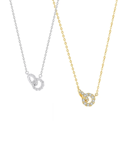 1件S925纯银双层戒指项链，镀金/铂金，镶嵌闪亮锆石，低过敏性，适合日常佩戴、派对、生日、圣诞节、情人节等场合，附赠首饰盒