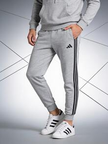 Adidas M 3S FL TC PT Thermal Lined Knit Pants, Men's Sports & Outdoor JE6318 - Medium Heather Grey/Black - View 1