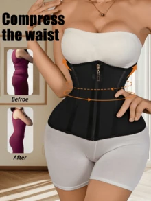 1件装带拉链高压缩运动文胸束腰带，女士适用