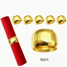 6 piezas/12 piezas Anillos para servilletas dorados, decoración de mesa de calidad lujosa para banquetes/hogar, 2 piezas Anillos para servilletas chapados en oro, minimalista de alta gama, mejora el ambiente de comedor, Anillos para servilletas de estilo europeo dorados - Multicolor - Ver 10
