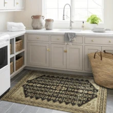 1pc Rug/Carpet/Area Rug/Bath Mat/Bath Rug/Door Mat/Runners/Runner Rug, Black & Gold Color - Vintage Style, Gothic Bohemian Classic Floral Area Rug/Hallway Runner, Suitable For Bathroom, Kitchen, Entryway, Corridor, Bedside, Living Room, Bedroom, Soft & Washable, Home Decor - Multicolor - View 5