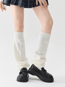 1 Pair Women's Elastic Hem Socks, Fashionable Versatile Suitable For Skirts In Autumn, Black/White Socks, Loose Knit Casual Socks, Suitable For Daily Wear And Cosplay, Cozy Socks