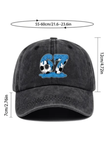 1顶复古足球67印花棒球帽，舒适透气的涤纶材质，尺寸可调节，卡车司机遮阳帽，男女皆宜的独特时尚配饰，适合户外徒步、旅行、高尔夫、海滩派对、钓鱼等场合，是生日、母亲节、父亲节、独立日的理想礼物。 - A - 查看 2