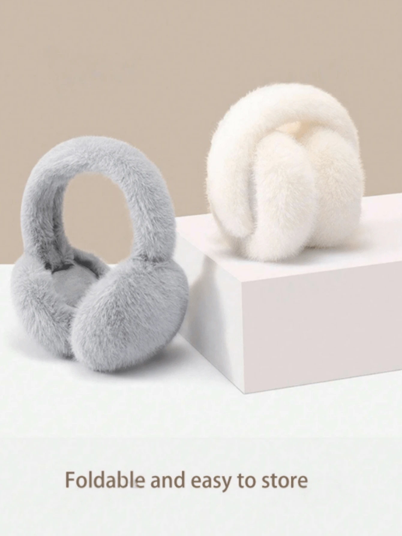 1pc Plush Ear Muffs For Women, Winter Cycling Windproof Ear Warmer, Foldable Warm Fuzzy Earmuffs - Multicolor - View 1