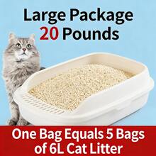 20lbs/9kg Super Large Bag Tofu Cat Litter, Odor Control, Clumping, Dust-Free, Easily Dissolvable, Cat Supplies