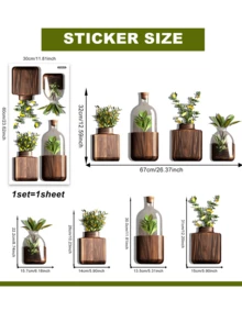 1 件创意 3D 逼真盆栽植物墙贴，可移除哑光自粘墙贴，适用于客厅、卧室、儿童房、家居装饰、春季装饰，为您的家增添活力，Rama Decor 贴纸礼品，生日/毕业礼物 - 彩色 - 查看 11