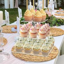 3-Tier Multi-Shape Clear Acrylic Cupcake Stand, Macaron Cookie Candy Display For Wedding Birthday Baby Shower Tea Party Dessert Table - Clear - View 7