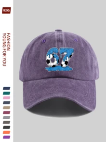 1顶复古足球67印花棒球帽，舒适透气的涤纶材质，尺寸可调节，卡车司机遮阳帽，男女皆宜的独特时尚配饰，适合户外徒步、旅行、高尔夫、海滩派对、钓鱼等场合，是生日、母亲节、父亲节、独立日的理想礼物。 - A - 查看 9