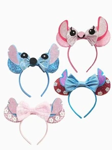 1pc Stitch Ear Sequin Headband, Sequin Ear Leaf Decor Headband, Suitable For Student Parties, Masquerade, Cosplay, Theme Parks, And Makes A Perfect Gift For Various Occasions. This Ear Bow Headband Fits Men, Women And Couples, And Is An Ideal Accessory For Princess Cosplay, Birthday Celebrations And Christmas Parties. (Color And Style Sent Randomly) - Random Styles - View 1