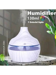 130毫升加湿器，带7色灯光，触控操作，USB供电，每小时加湿300毫升，覆盖10-20平方米，无需电池，适用于家庭和办公室，现代设计，静音运行，自动关机。 - 彩色 - 查看 8
