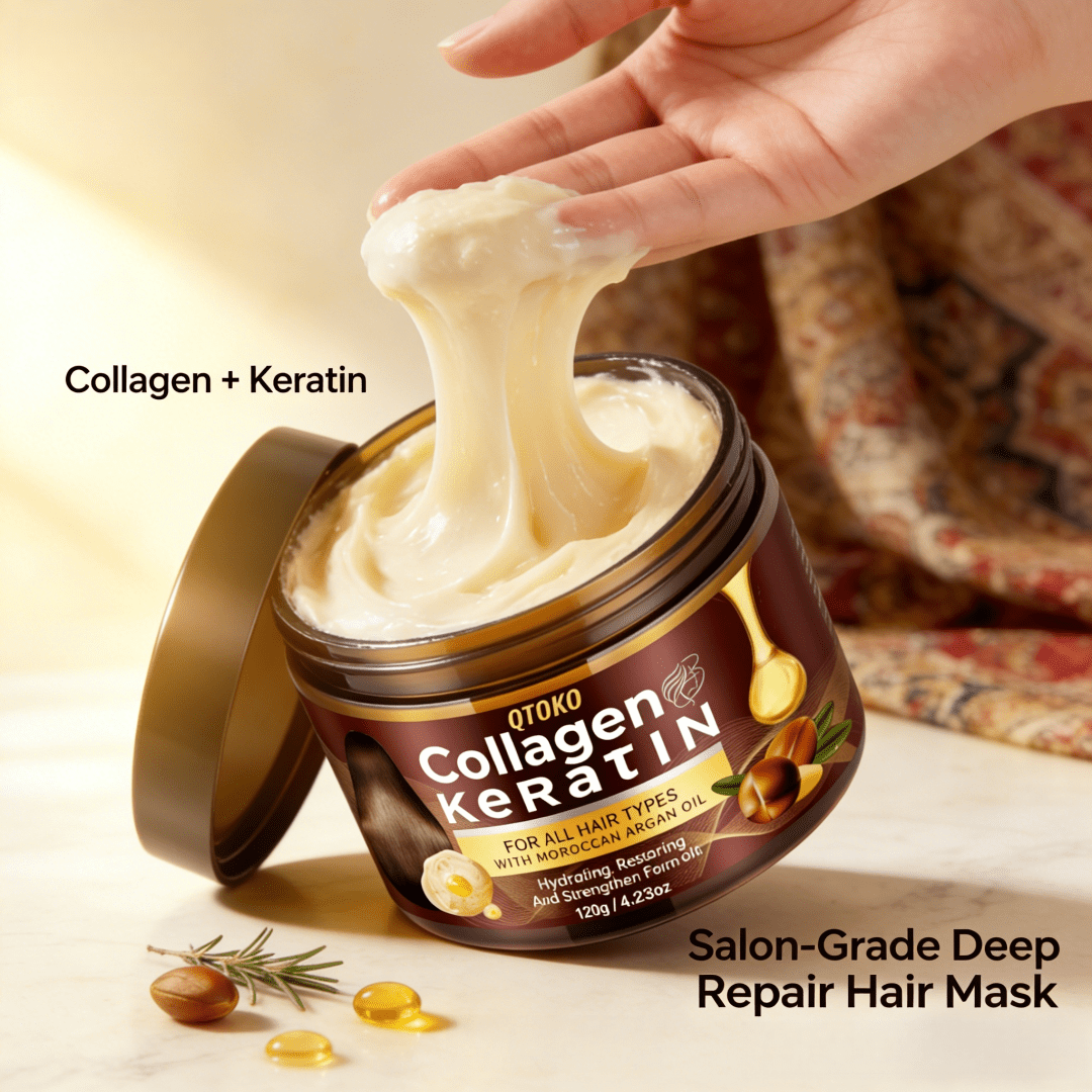 QTOKO Mascarilla capilar nutritiva de raíz a punta | Reparación profunda para un cabello talla grande fuerte y largo | Tratamiento enriquecido con biotina para un cuero cabelludo saludable y volumen