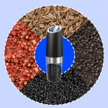 1pc Electric Pepper Grinder, Minimalist Black & Silver Conical Automatic Seasoning Dispenser, Suitable For Home Kitchen / Western Cuisine Cooking - Black - View 3