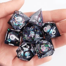 7pcs Pearly Resin D&D Dice Set - Galaxy Sparkle Sharp Edges, Suitable For Role Playing Games And Tabletop RPGs - Multicolor - View 4