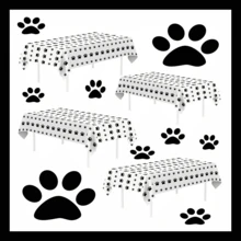 1pc Dog Paw Print Rectangular Tablecloth, 53.94 X 107.87 Inches, Easter Gift - Black - View 5