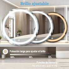 Espejo táctil inteligente led, espejo de baño circular, con modo táctil de un clic, tres controles libres de temperatura de color, 60cm * 60cm, tipo de pared, adecuado para duchas, dormitorios, guardarropa y otras escenas - Blanco - Ver 5
