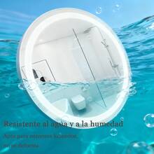 Espejo táctil circular inteligente led, con teclas táctiles de un clic, tres temperaturas de color ajustadas libremente, con luces delanteras y traseras, espejo de alta definición, 60 cm x 60 cm, montado en la pared, adecuado para baños, dormitorios, paseos, tocadores, guardarropa, etc. ﻿ - Blanco - Ver 7