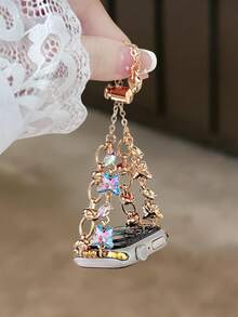 新款钻石蝴蝶表带，适用于38/40/41/42/44/45/46/49毫米表盘，兼容 Ultra/SE11/10/9/8/7/6/5/4/3/2/1系列表带 - 金色 - 查看 8