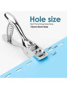1 pieza Perforadora manual de agujero ovalado, adecuada para tarjetas de PVC - Perforadora de insignias de metal manual con ranura de 15x3mm sin rebabas, herramienta profesional para tarjetas de identificación/insignias de fotos/álbumes de recortes - Edición de pequeña empresa esencial para oficina y manualidades - Multicolor - Ver 9