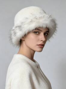 1顶女士加厚保暖时尚简约豹纹蒙古包，适合日常出行、滑雪、徒步、度假、钓鱼等场合。 - 彩色 - 查看 1