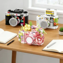 Multi-Colored Creative Building Block Toys, Adult Version Digital Camera Assembly Model, Retro Ornament, Birthday Gift, Digital Camera Building Block High-Value Ornament Model Toy, Assembly Model Toy, High-End Desktop Ornament. - Multicolor - View 4