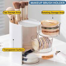 1 pieza Caja de almacenamiento de escritorio multifuncional giratoria para habitación de bebé, compartimentada para un almacenamiento conveniente de accesorios para el cabello de niñas pequeñas, bandas de goma, joyería, suministros de manualidades DIY y herramientas pequeñas, adecuada para collares, aretes, pulseras, anillos, brochas de maquillaje, pasadores de cabello y otros accesorios - Multicolor - Ver 2