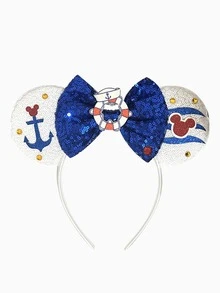 Băng đô cài tóc hình tai hoạt hình lấp lánh chủ đề hàng hải, băng đô cài tóc hình nơ đính sequin, băng đô nơ thời trang, phụ kiện tóc lý tưởng cho lễ hội hóa trang, cosplay, đi công viên giải trí, sự kiện ngày lễ, biểu diễn sân khấu, lễ hội âm nhạc. - Phong cách ngẫu nhiên - Xem 8