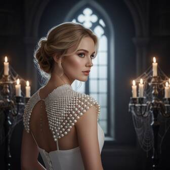 1 st handgjord pärlbesatt lyxig sjalkedja med fuskpärlor, lämplig för brudklänning, formella tillfällen, alla årstider