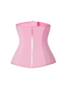 1pc Waist Cincher Zipper Front Compression Bustier, Women Shapewear, Colombian Waist Trainer - Pink - View 3
