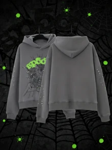 Pooyikoi Hip Hop  Hoodies Set Y2K Hoodie Tracksuit Pullover Sweatshirt For Women Men Matching Hoodies For Couples - Tops, Menswear - 灰色 - 查看 1