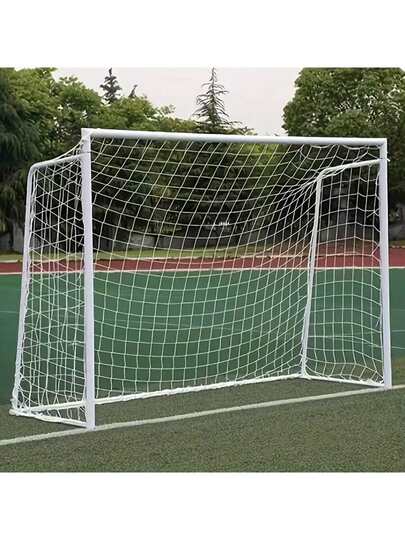 1个编织绳足球网，加厚足球门网，适用于11人制、7人制、5人制足球，标准尺寸，适合足球训练、比赛、场地练习、足球训练配件，PE材质，易于安装，适用于多人练习、团队运动、体育赛事、户外活动、操场、草坪、后院运动，足球礼物，足球比赛礼物，男士礼物，女士礼物，运动礼物