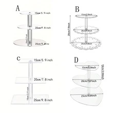 3-Tier Multi-Shape Clear Acrylic Cupcake Stand, Macaron Cookie Candy Display For Wedding Birthday Baby Shower Tea Party Dessert Table - Clear - View 9
