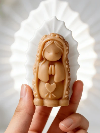 Molde de silicona de niña rezando | Base en forma de rosa con forma de Virgen María | Exclusivo set de regalo ritual DIY | Puede hacer velas aromáticas, yeso curativo, juguetes antiestrés | Monolítico resistente al calor, decoración espiritual primera opción