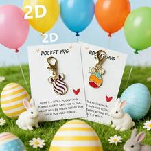 5/10pcs Cute Easter Bunny Egg Pocket Hug Cards | Ideal For Birthdays, Gifts, And Holidays Like Valentine's, Mother'S Day, Easter, Made Of Zinc Alloy, Pink - Multicolor - View 6