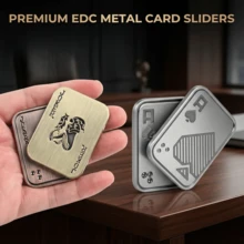 1pc Stylish EDC Tactile Slider, Stress Relief Tool - Metal Playing Card Slider With Tactile Feedback, A Portable Daily Sensory EDC Item And Desktop Gadget. It Is Both A Men's EDC Toy And A Desktop Accessory, Also An Ideal Gift For Boyfriend, Father And Coworkers. - Multicolor - View 5