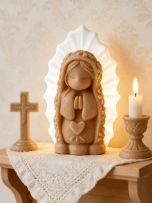 Praying Girl Silicone Mold | Heart-Shaped Rose Base Virgin Mary Shaped | Exclusive Ritual DIY Gift Set | Can Make Scented Candles, Healing Gypsum, Stress Relief Toys | Heat-Resistant Monolithic, Spiritual Decor First Choice - White - View 4