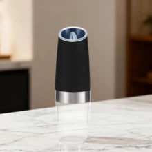1pc Electric Pepper Grinder, Minimalist Black & Silver Conical Automatic Seasoning Dispenser, Suitable For Home Kitchen / Western Cuisine Cooking - Black - View 6