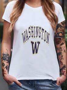 Womens Vintage Washington Huskies Ncaa Sweatshirt  Washington Huskies Spell Out Logo Sweater University Of Washington Gray Crewneck Size Xl T-Shirt - 白色 - 查看 2