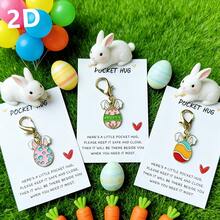 5/10pcs Cute Easter Bunny Egg Pocket Hug Cards | Ideal For Birthdays, Gifts, And Holidays Like Valentine's, Mother'S Day, Easter, Made Of Zinc Alloy, Pink - Multicolor - View 5
