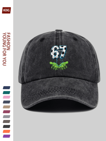1pc #67 Football Printed Truck Cap, Fashionable Polyester Material, Adjustable Strap Design, Soft Crown For Comfort, Stylish Accessory For Sports & Fashion Enthusiasts, European & American Style, Multiple Colors Available, Football Themed Design, Versatile Daily Wear Accessory Suitable For Travel, Dating, Party, Fishing, Golf And Other Activities, Great Gift For Valentine's Day, Ramadan, Father's Day